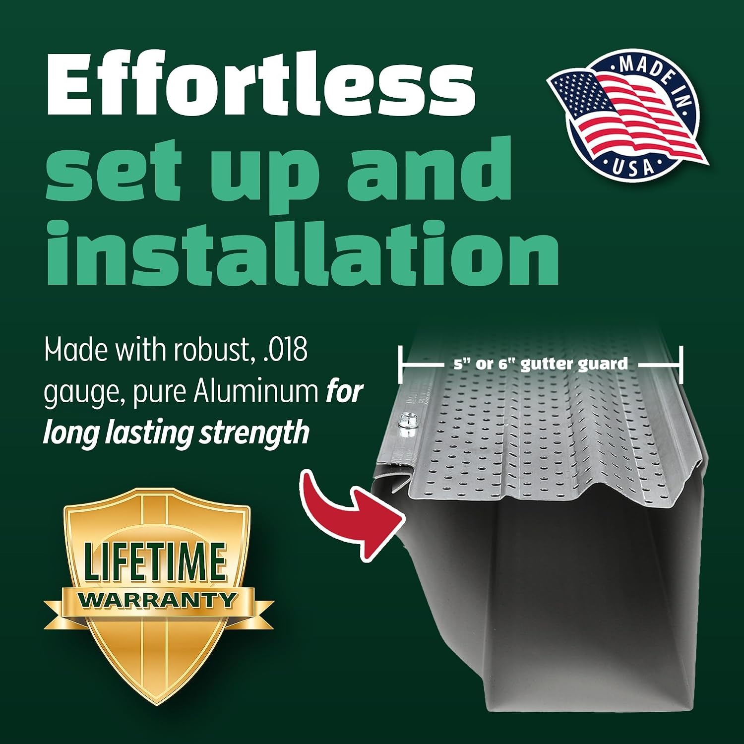 Aluminum Gutter Guard 5 Inch, 50 Foot Box, detail view